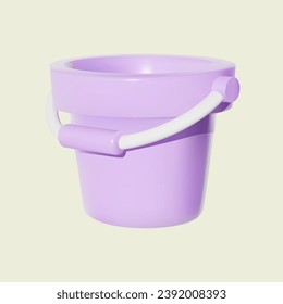 3d icon empty plastic bucket isolated on a white background.