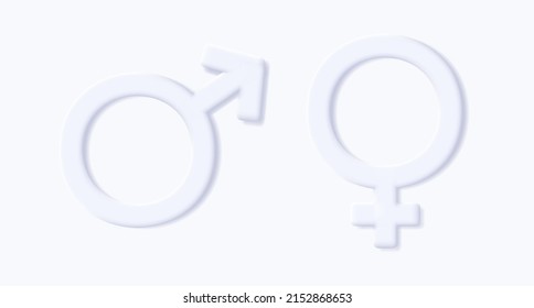 3d Icon Of Female And Male Sign, White Illustration Of Venus Mirror And Mars Sword. Vector Illustration