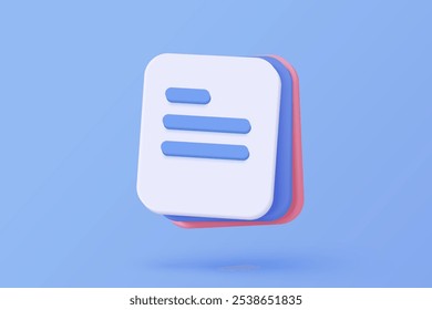 3d icon file task management todo check list, assignment and exam paperwork, work on organization, progress feedback, administration survey. 3d clipboard tick check icon vector render illustration