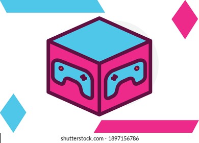 3D icon filled line color .Game genres and attributes elements. 