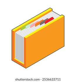 3d icon folder with documents and divider sheet for separation. Office, computer, and digital technology.