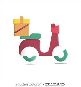 3D icon food delivery motorcycle icon