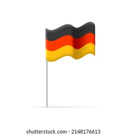 3d Icon Of A Germany Flag Curved On Wind With A Stick. Vector Illustration Isolated