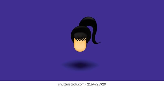 3d Icon Girl Avatar Women With Pony Tail And Black Hair In Purple Background Dark