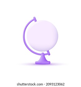 3d icon globe isolated on white background. Earth. Trendy and modern vector in 3d style for web design.