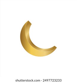 3d icon of a gold moon on a white background