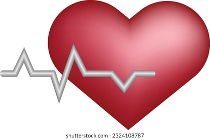 3D icon heart and heartbeat, vector