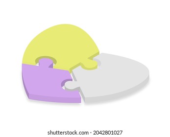 3d icon heart puzzle color  with shadow. Heart puzzle of three pieces on white background your web site design, logo, app, UI. EPS10.