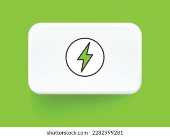 Icono 3d de la estación de cargador de coche electro. Signo de carga EV y símbolo de vector de icono verde.