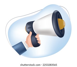 3d icon illustration hand holding megaphone