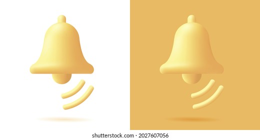 3d icon illustration of a school nell ringing, christmas bell