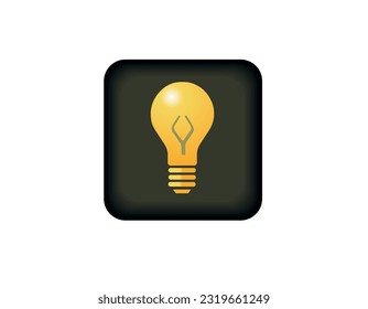 Icono 3d con la imagen de una bombilla amarilla encendida dentro. Ilustración del vector