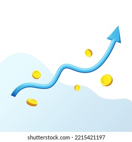 3d icon leadership for successful new idea. Excellent investing business graph on background. investment creative solution with money coin and graph concept. 3D icon
