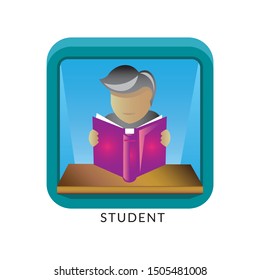 3D icon Library and student