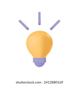 3d icon light bulb concept