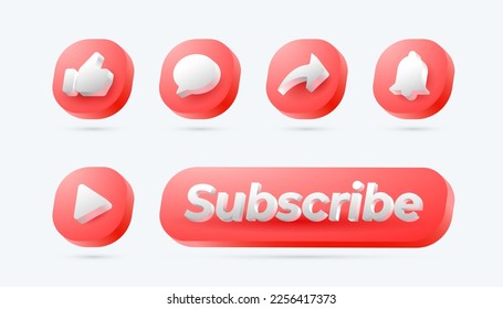 join us on youtube for social media icons banner in 3d round circle  notification icons like