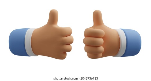 3d icon like hand gesture. Thumb up vector cartoon arm. Realistic illustration for social media