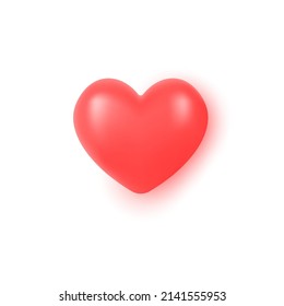 3d icon like and red heart in a minimalistic cartoon style. button for social networks. vector illustration isolated on white background.