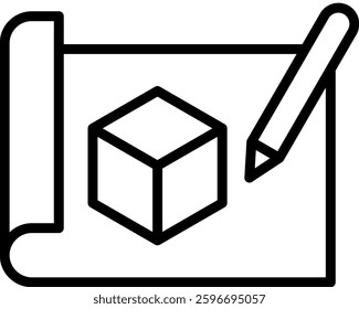 3D Icon Line Vector Illustration