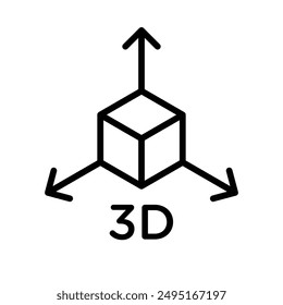 3D icon linear logo mark in black and white