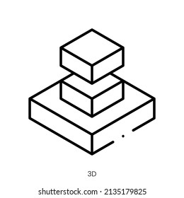 Icono 3d. Signo de estilo lineal aislado en fondo blanco. Ilustración vectorial.