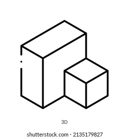3d icon. Linear style sign isolated on white background. Vector illustration.