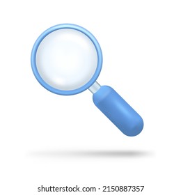 3D icon Magnifying glass to magnify and search the web. Find, zoom in to know and see. Magnifying lens and search. Isolated 3D vector illustration