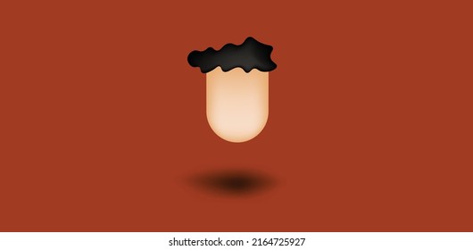 3D ICON MAN AVATAR WITH SHORT CURLY hair in black color with brown background new
