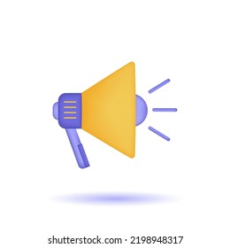 3d altavoz megáfono de iconos para promocionar el anuncio. representación del vector 3d del icono megáfono para alerta y anuncio en fondo aislado. 