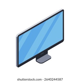 3d icon of monitor, computer. Digital Technology Items. Electronics for home, office, work. Isolated object on white background. Vector illustration in isometric style