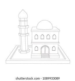 3d icon mosque outline view 3. Vector editable.