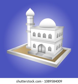 3d icon mosque perspective view 2. Vector editable.