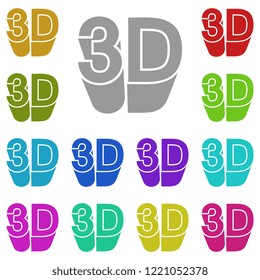 3D icon in multi color. Simple glyph vector of education set for UI and UX, website or mobile application