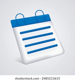 3D icon of note paper on white background