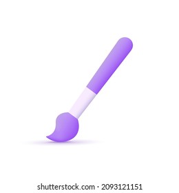 3d icon paintbrush isolated on white background. Trendy and modern vector in 3d style. Can be used for many purposes.