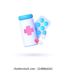 3d icon with pharmacy 3d on transparent background for web design. Pharmacy concept. 3d realistic minimal vector. Vector design