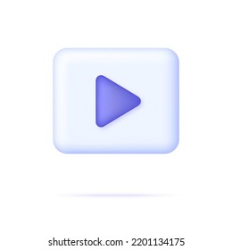 3d Icon Play Button Isolated On White Background. Player Concept Button. Click, Push The Button, Start, Forward, Record, Stop Audio Or Video.