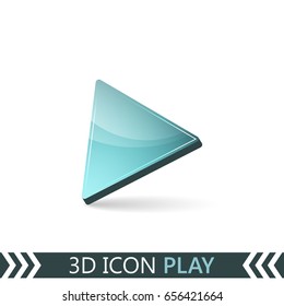 3D Icon Play Isolated On White Background. Vector Illustration.