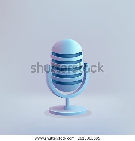 3D icon of a podcast microphone, symbolizing music, voice, speech, and audio communication. Represents sound recording, broadcasting, and media conversation. Not ai.