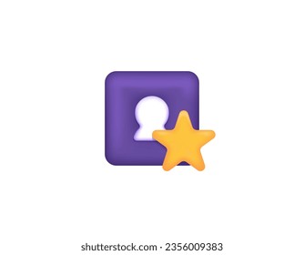 3d icon. priority account, vip account, premium account. special users and star members. membership. star and person symbol. minimalistic 3d design concept. vector elements. white background