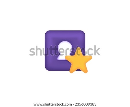 3d icon. priority account, vip account, premium account. special users and star members. membership. star and person symbol. minimalistic 3d design concept. vector elements. white background