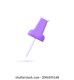 3d icon push pin isolated on white background. Trendy vector in 3d style. Can be used for many purposes.