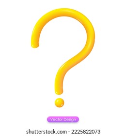 3d icon question mark symbol isolated on white background. Realistic 3d question mark design for mobile app or web page template. 3d vector illustration.