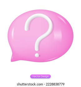 3d símbolo de interrogación de icono con burbuja de voz. Preguntar preguntas frecuentes, preguntas frecuentes y soluciones de problemas. Ilustración vectorial 3d.