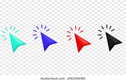 3d icon realistic concept set arrow clicking vector design.vector icon 3d illustration