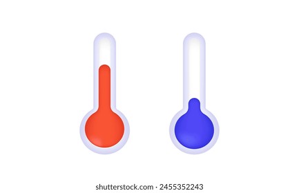 3d icon realistic concept thermometers measure hot cold vector design.vector icon 3d illustration