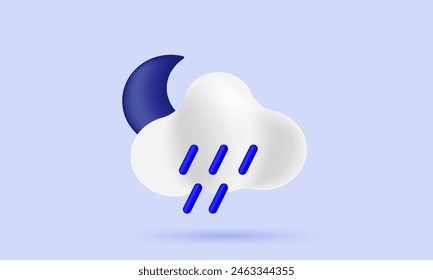 3d icon realistic moon cloud rainy drop weather vector design.vector icon 3d illustration