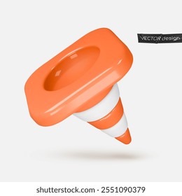 3d icon, render. Realistic traffic cone, isolated on white background. Vector illustration for postcard, poster, banner, web, design, arts, advertising