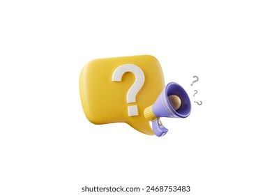 3D icon. Rendering of a megaphone and message icon floating in the air.