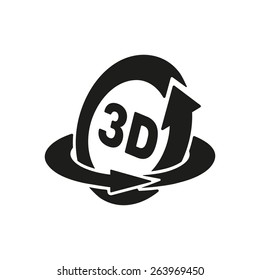 The 3d icon. Rotation arrow symbol. Flat Vector illustration